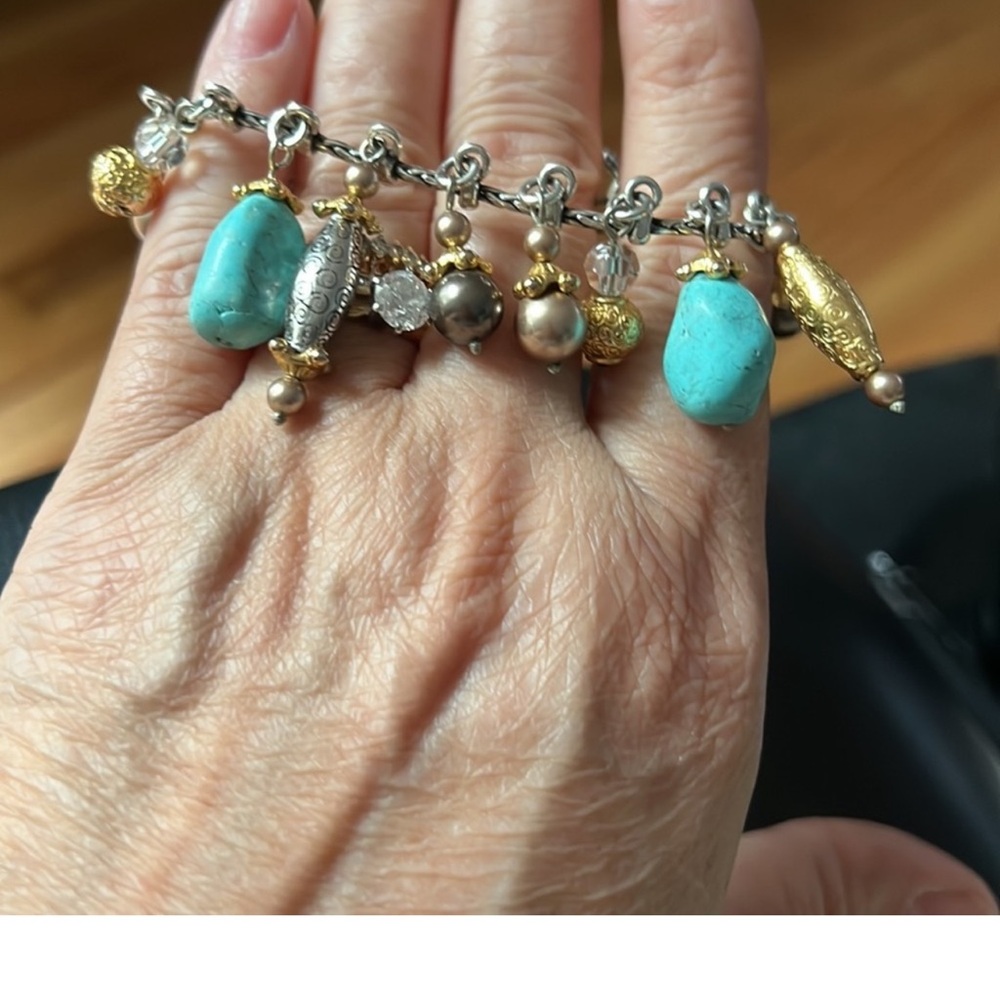 Brighton Turquoise and Gold Charm Bracelet - Picture 4 of 5